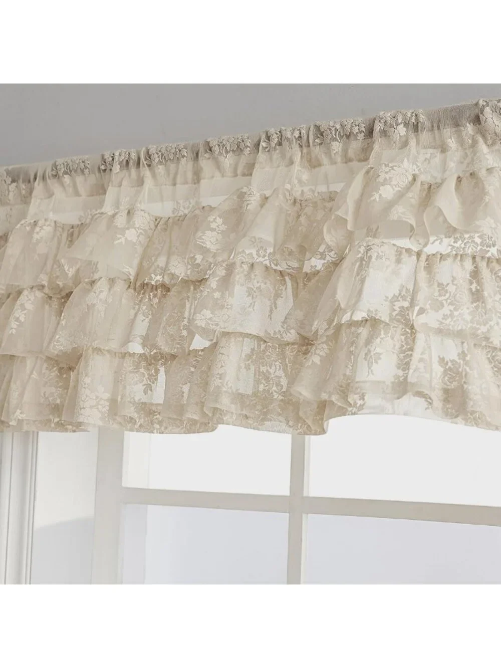 Beige Lace Ruffle Valance Panel 52